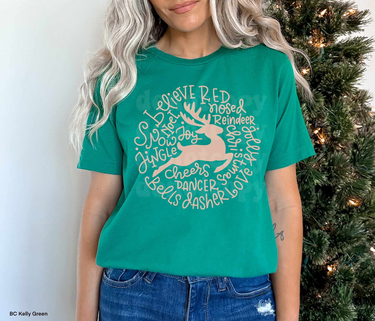 Reindeer Typography LIGHT TAN INK