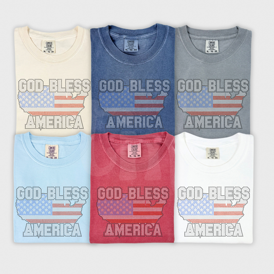 God Bless America USA RHINESTONE TRANSFER