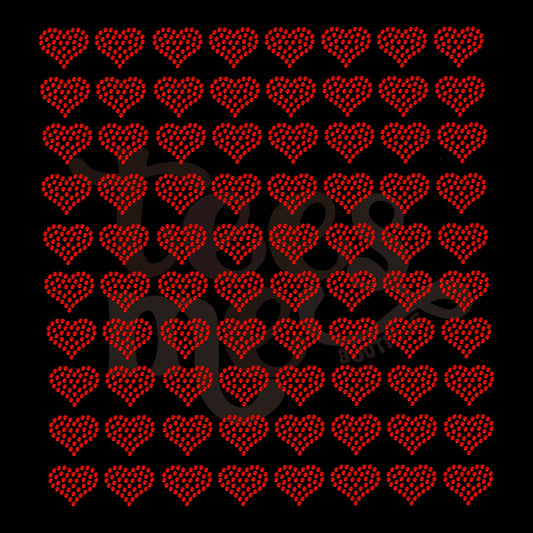 Rhinestone Heart Sheet 1" RHINESTONE TRANSFER
