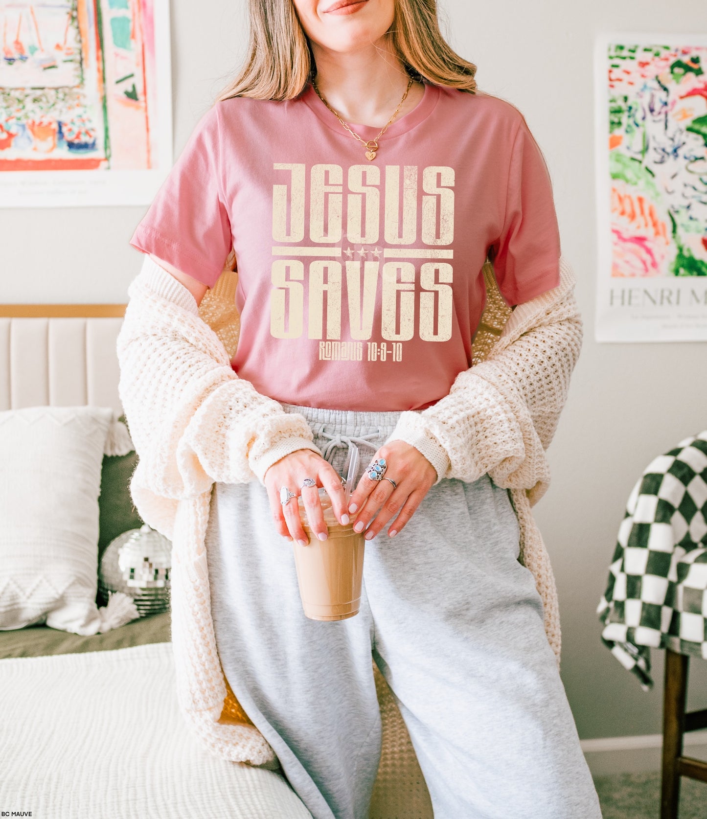Jesus Saves BEIGE INK