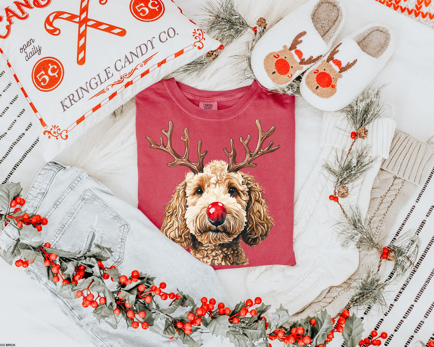 Goldendoodle Reindeer MATTE CLEAR FILM