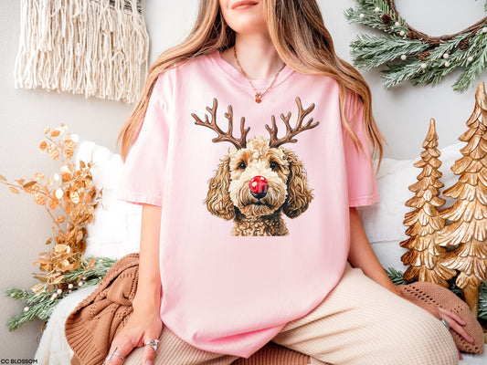 Goldendoodle Reindeer MATTE CLEAR FILM