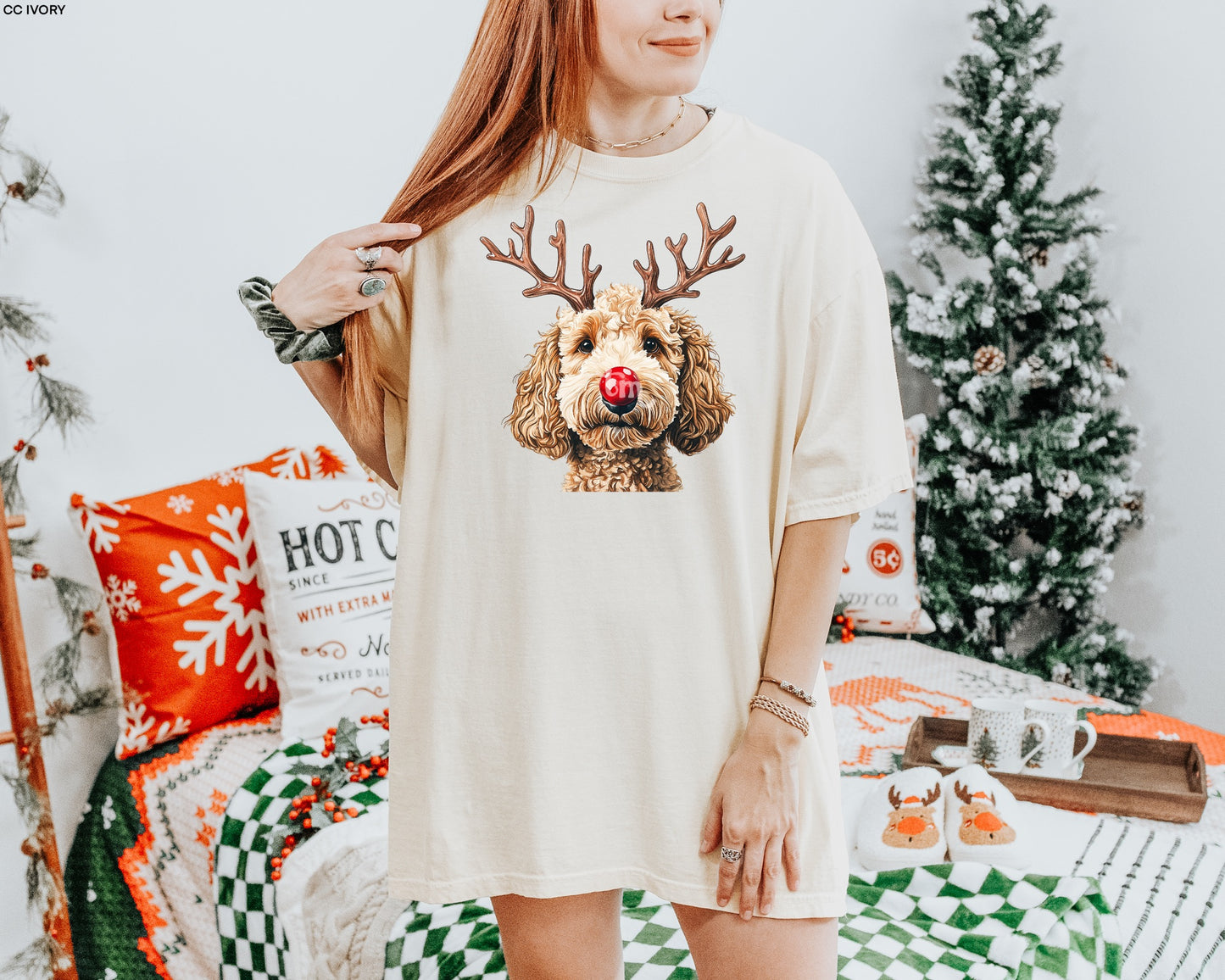 Goldendoodle Reindeer MATTE CLEAR FILM