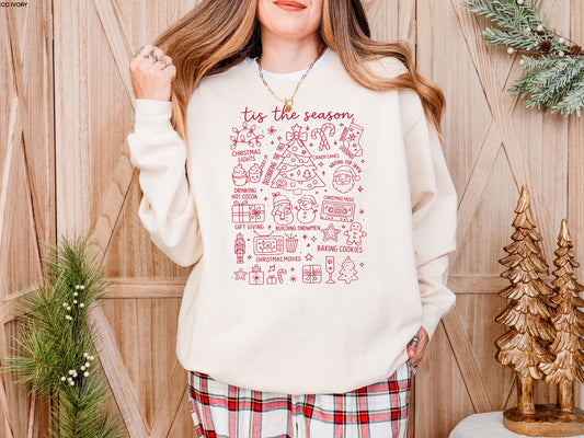 Classic Christmas Doodles FIRE RED INK