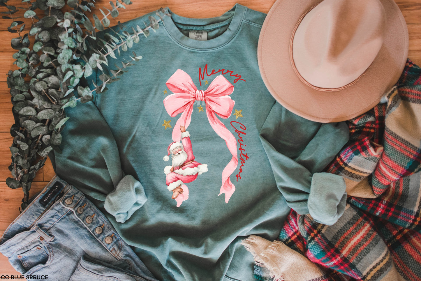 TMT // GLITTER Merry Christmas Santa Bow MATTE CLEAR FILM