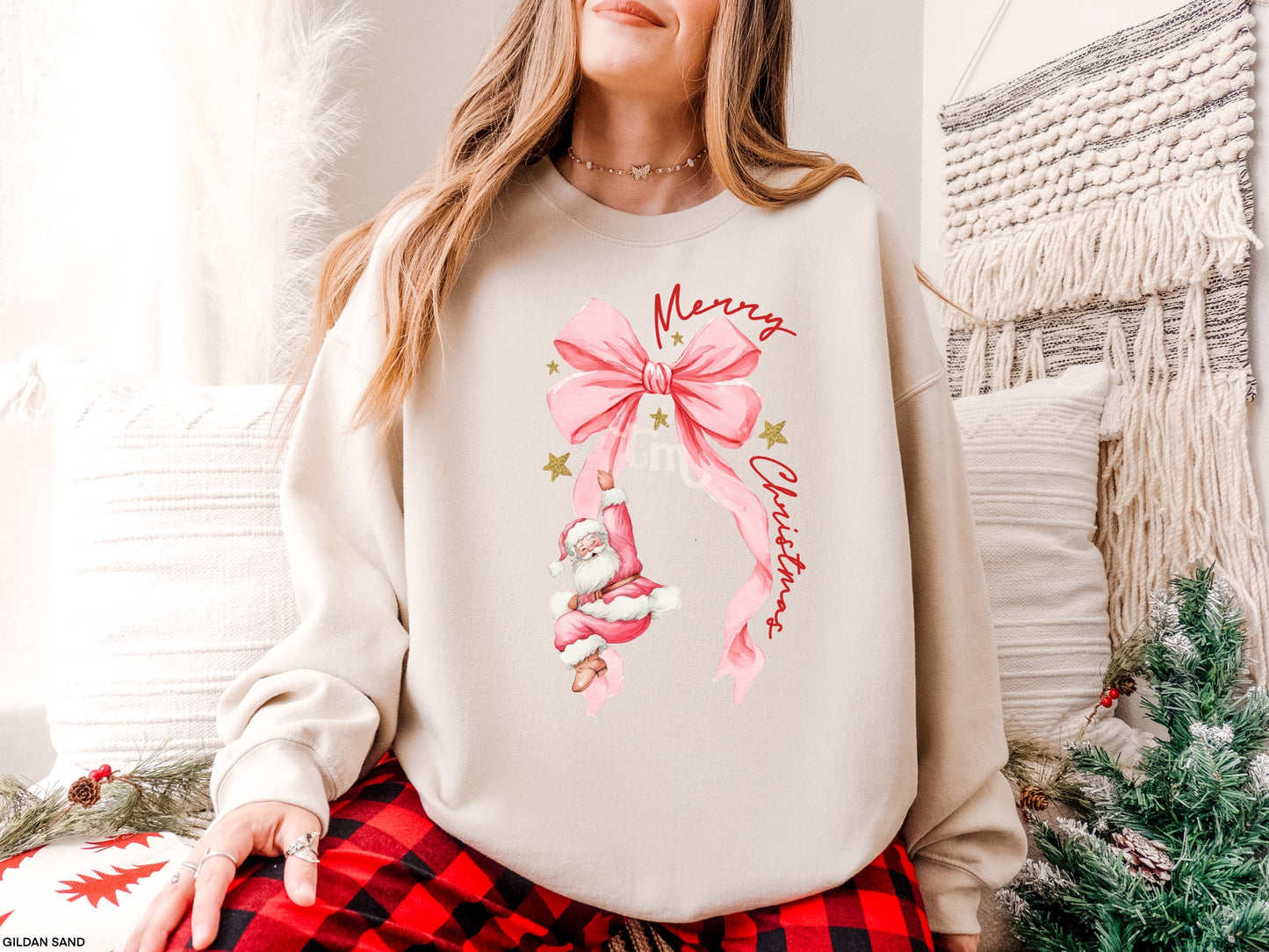 TMT // GLITTER Merry Christmas Santa Bow MATTE CLEAR FILM