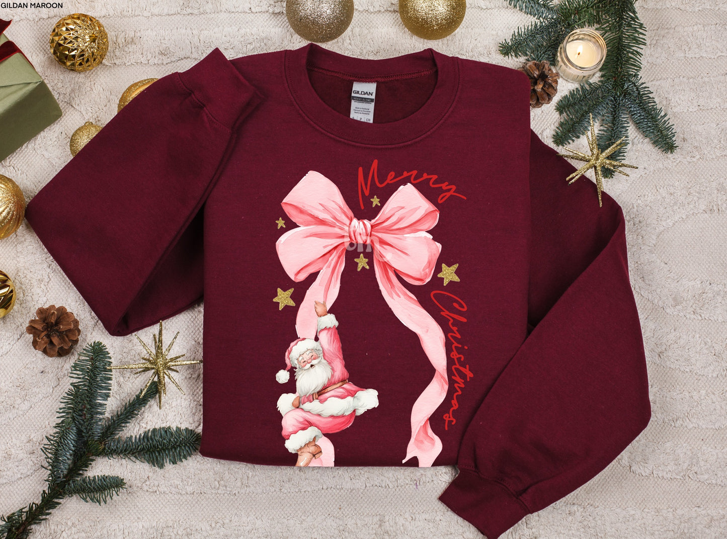 TMT // GLITTER Merry Christmas Santa Bow MATTE CLEAR FILM