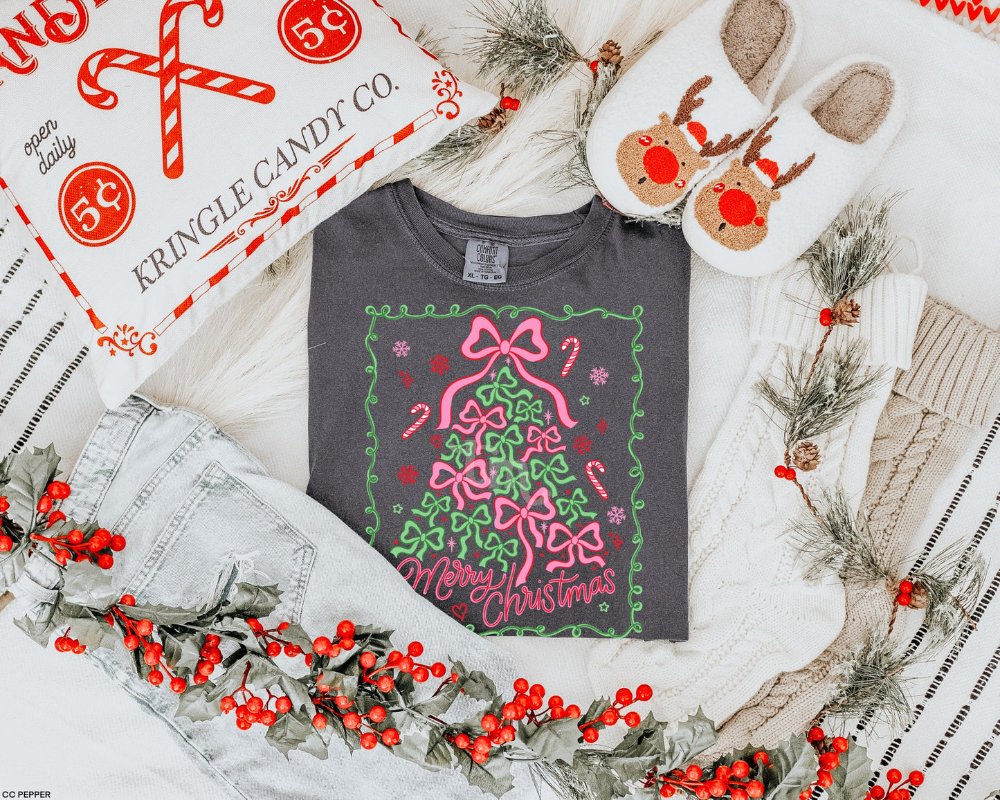 GLITTER Bow Christmas Tree MATTE CLEAR FILM