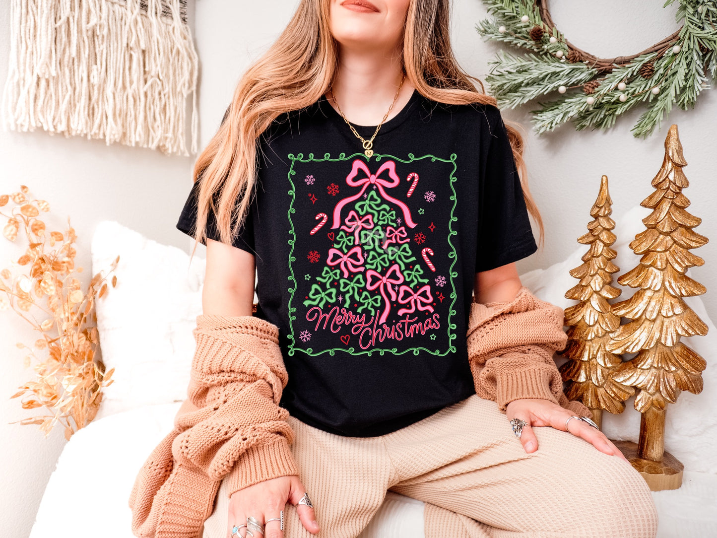 GLITTER Bow Christmas Tree MATTE CLEAR FILM
