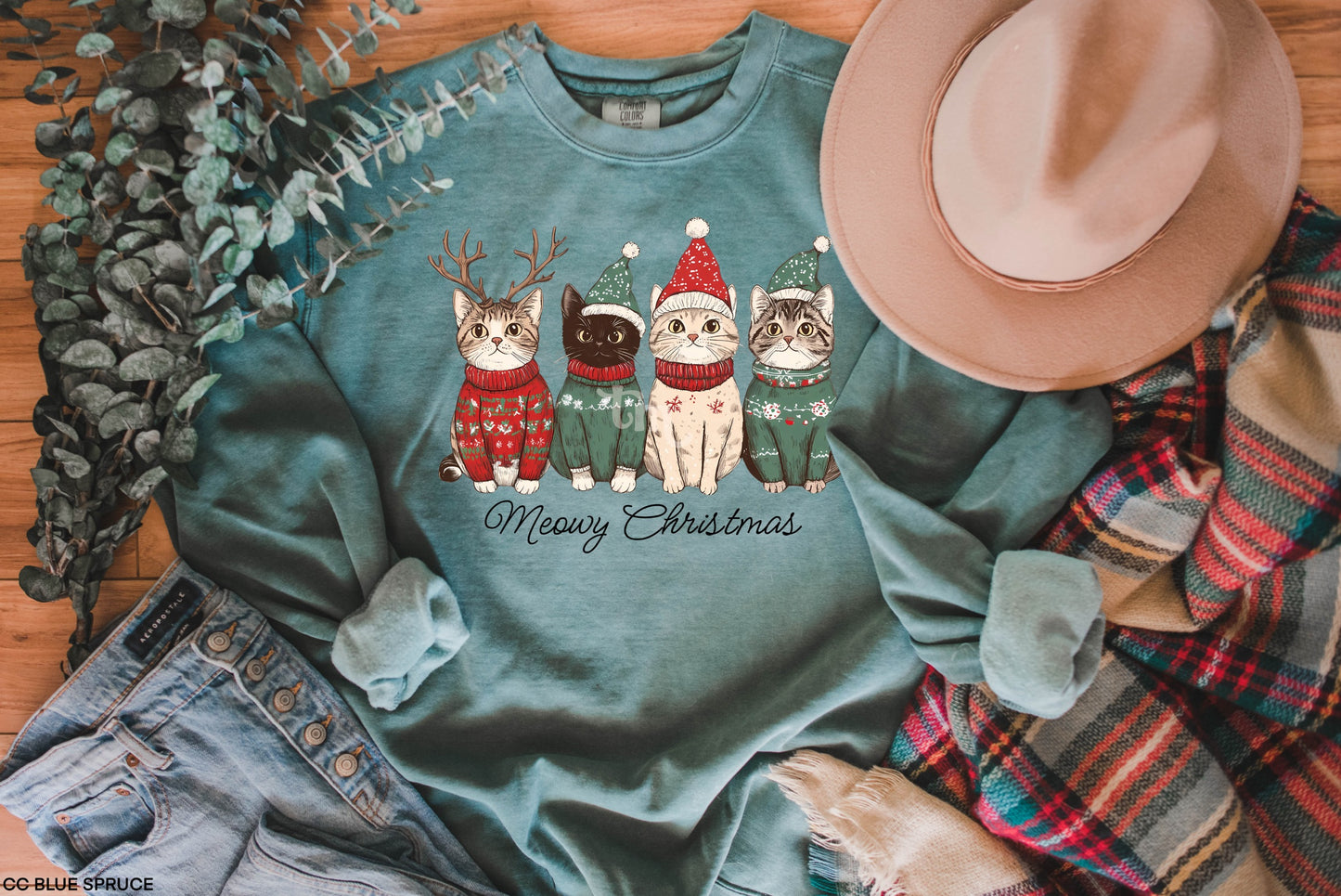 GLITTER Meowy Christmas MATTE CLEAR FILM