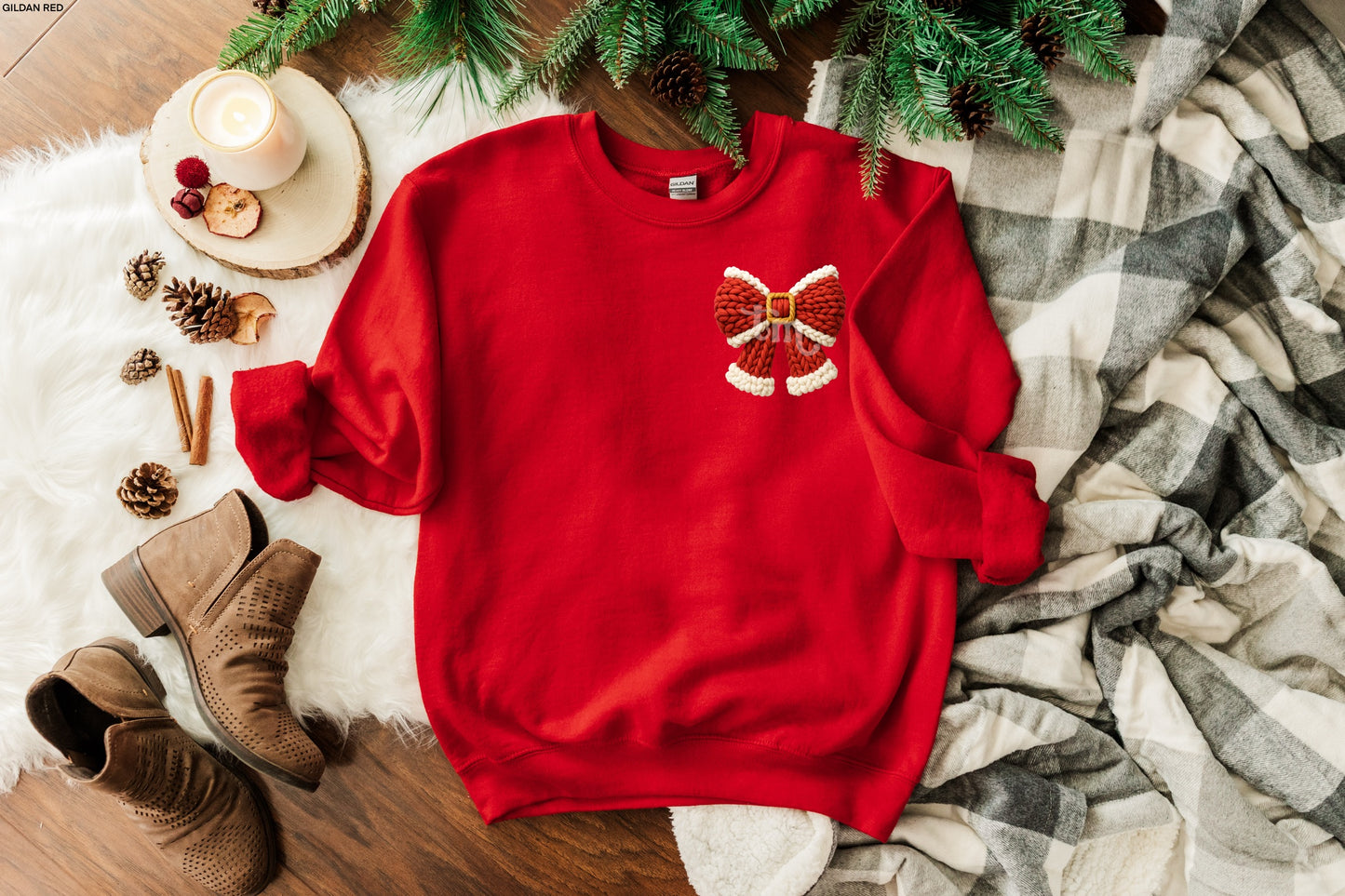 TMT // POCKET Faux Knit Santa Bow MATTE CLEAR FILM