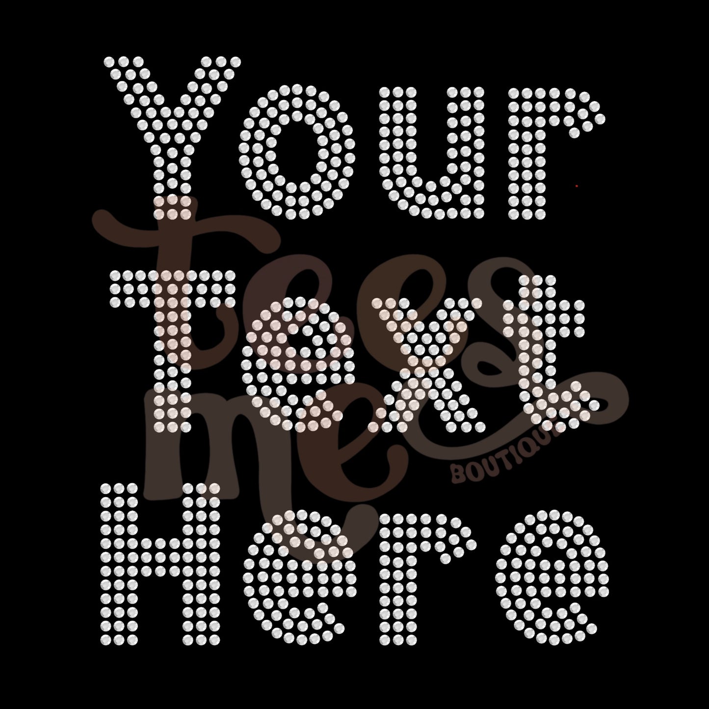 Custom Rhinestone Text CRYSTAL Rhinestone Transfer - Block Letter Font 1 Color