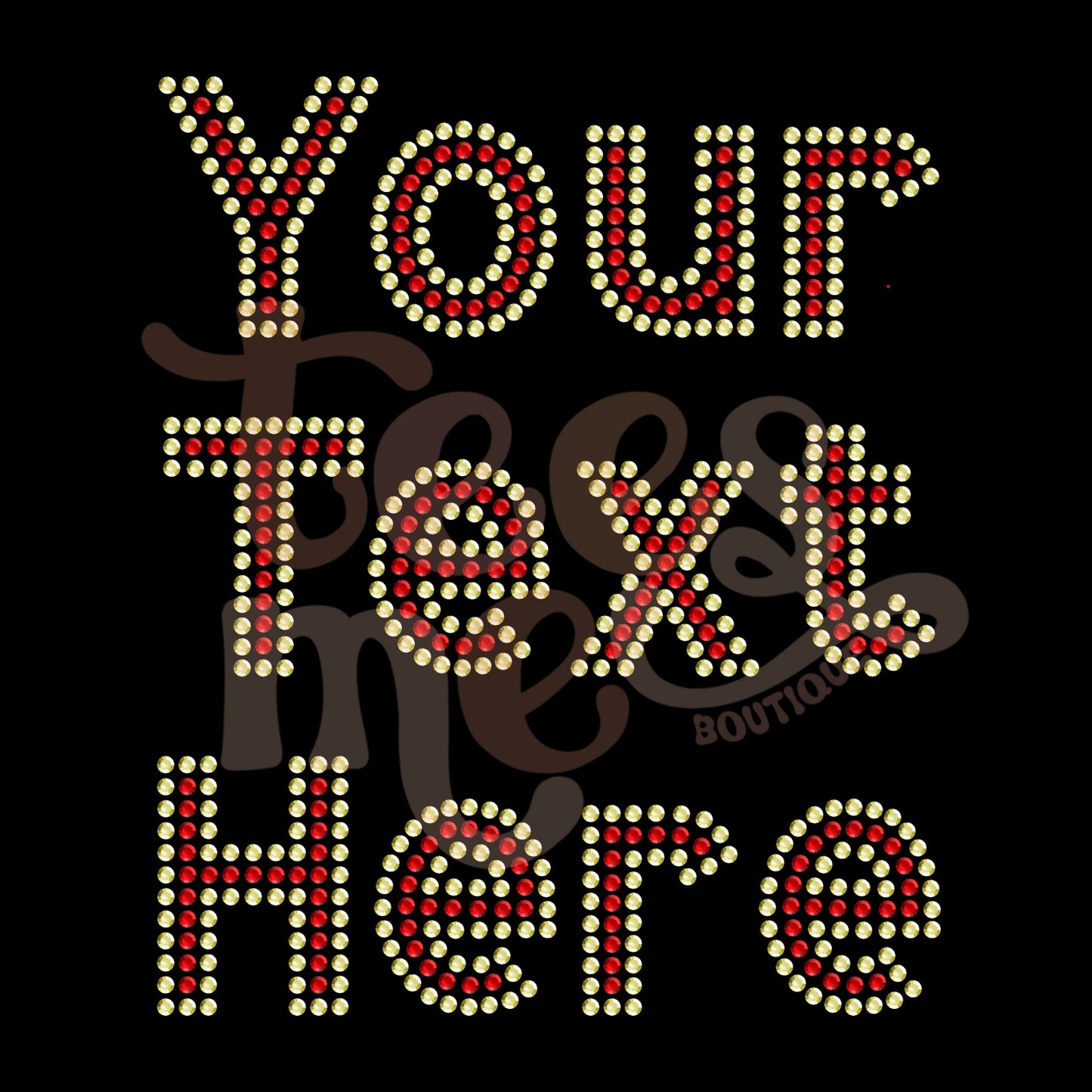 Custom Rhinestone Text COLORED/CRYSTAL Rhinestone Transfer - Block Letter Font - 2 Color Fill