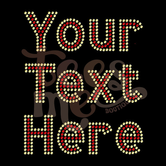 Custom Rhinestone Text COLORED/CRYSTAL Rhinestone Transfer - Block Letter Font - 2 Color Fill