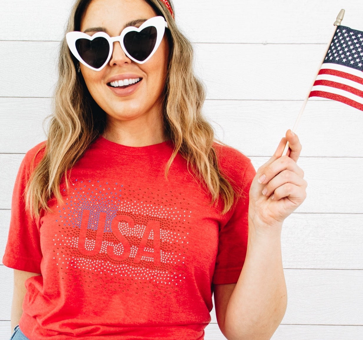 USA Flag Scatter RHINESTONE TRANSFER