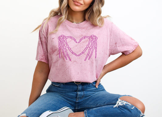 Skellie Hand Heart SPANGLES TRANSFER