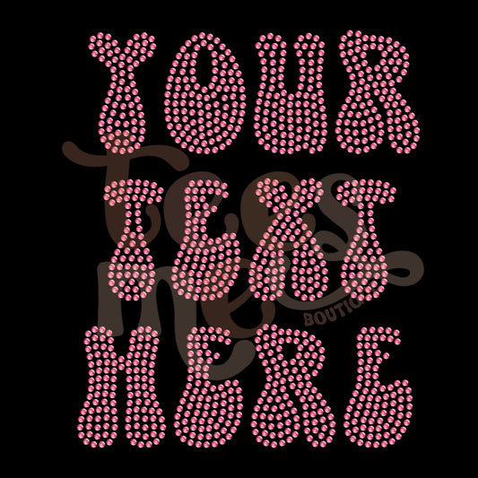 Custom Rhinestone Text COLORED Rhinestone Transfer - Retro Font