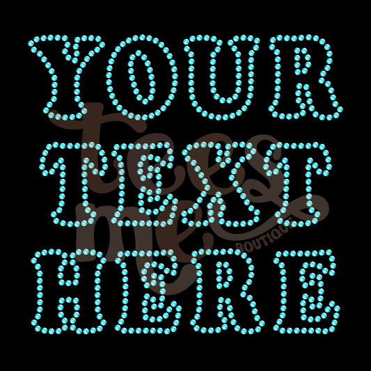 Custom Rhinestone Text COLORED Rhinestone Transfer - SS10 Cheer Font