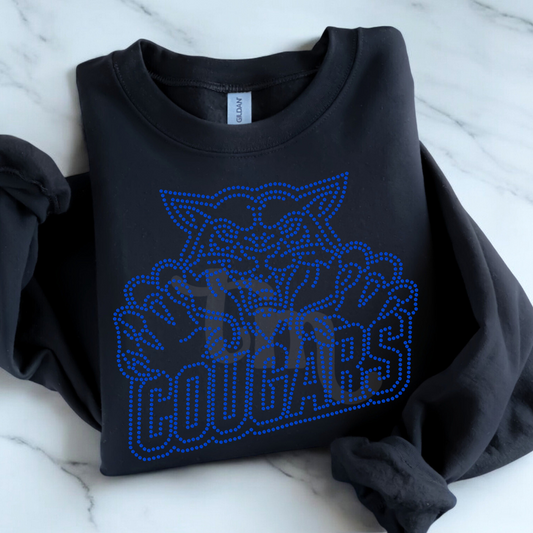 Cougars w/ Mascot Name RHINESTONE TRANSFER