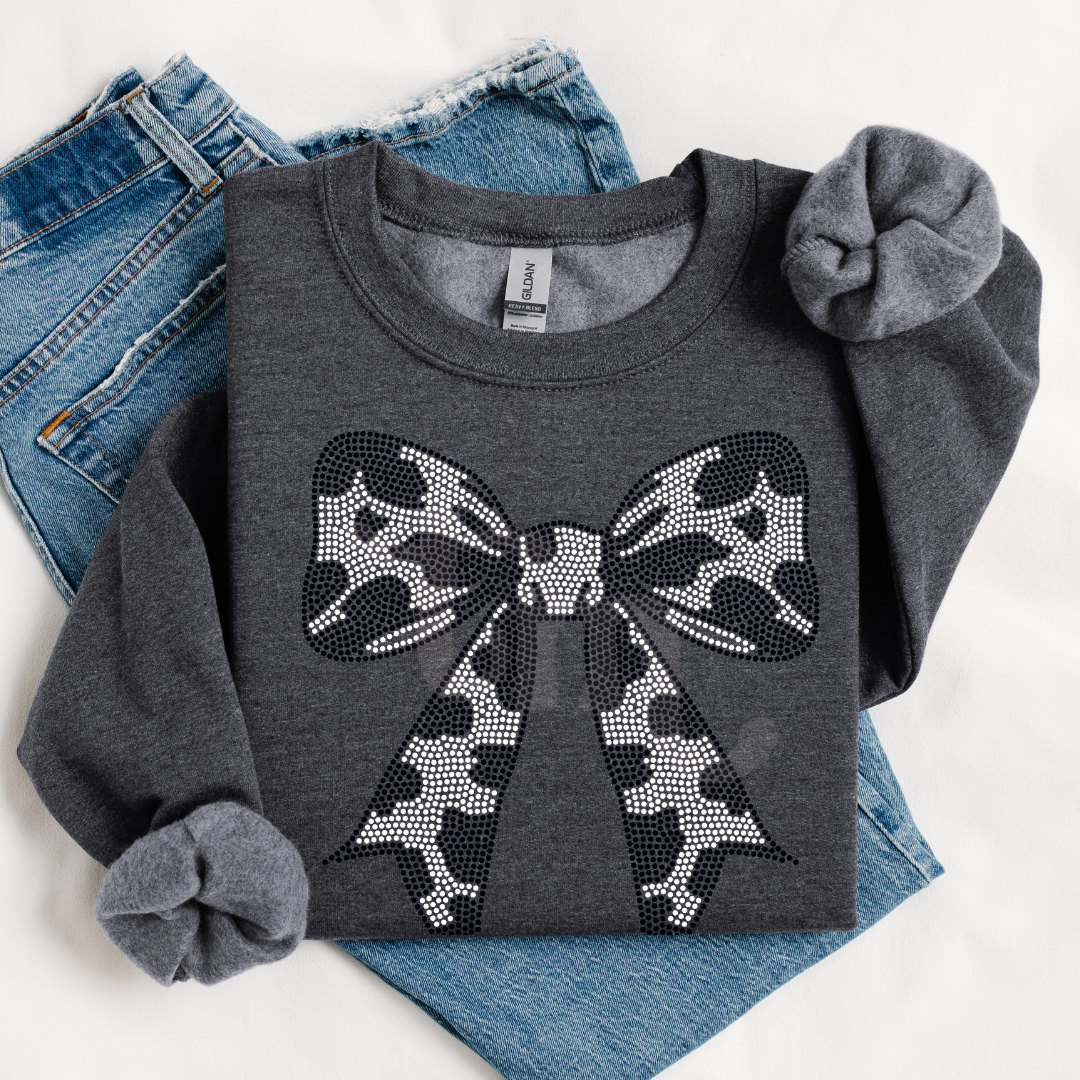 Cow Print Bow SPANGLES TRANSFER