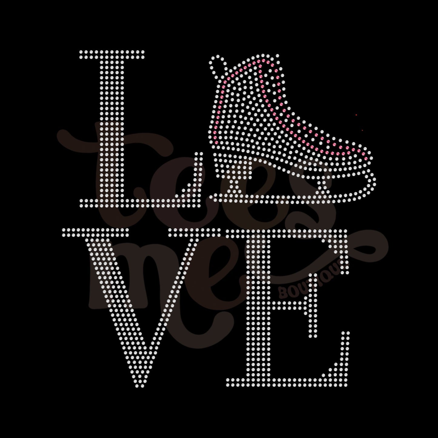 Love Stacked Ice Skating SPANGLES TRANSFER