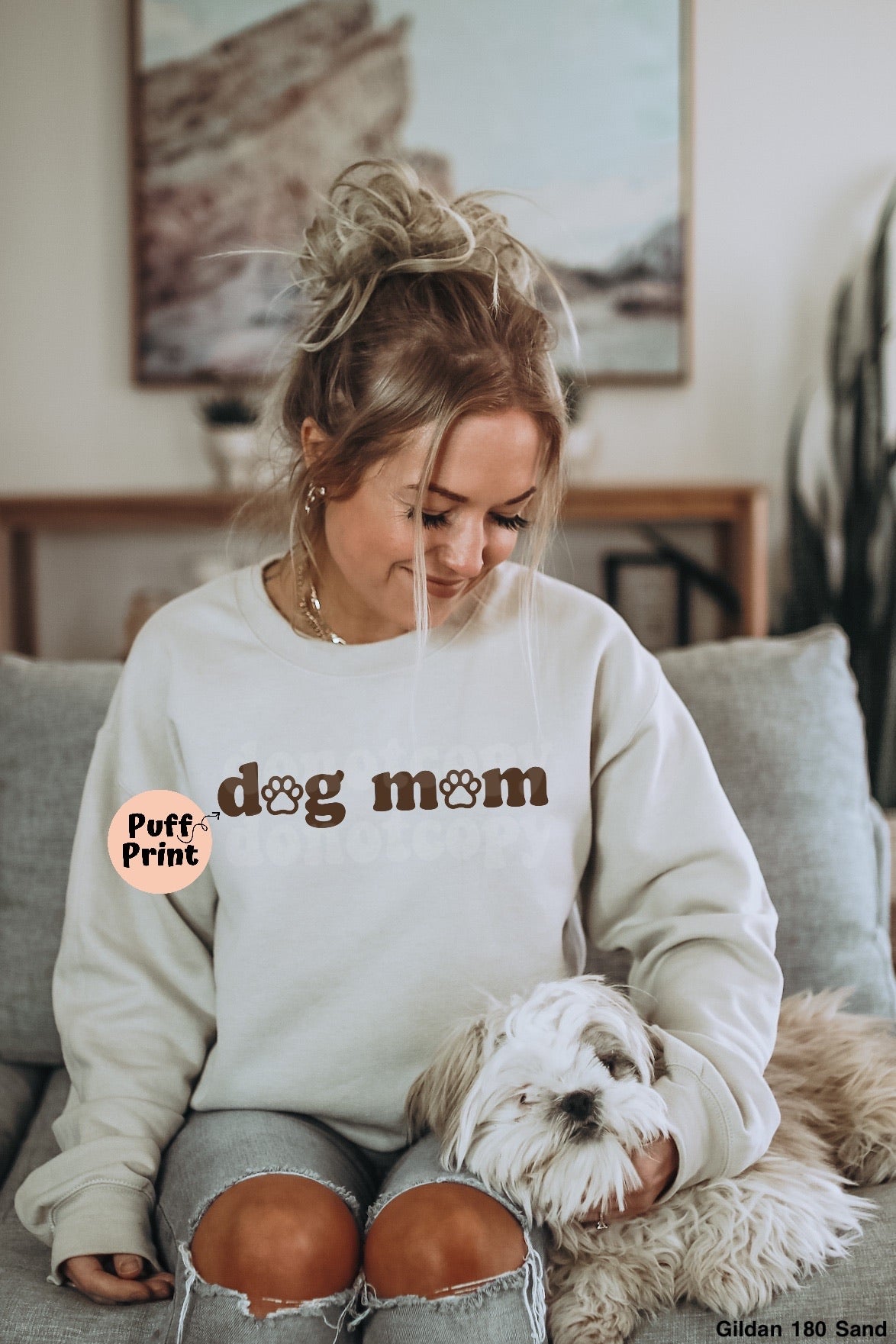 Dog Mom PUFF BROWN INK