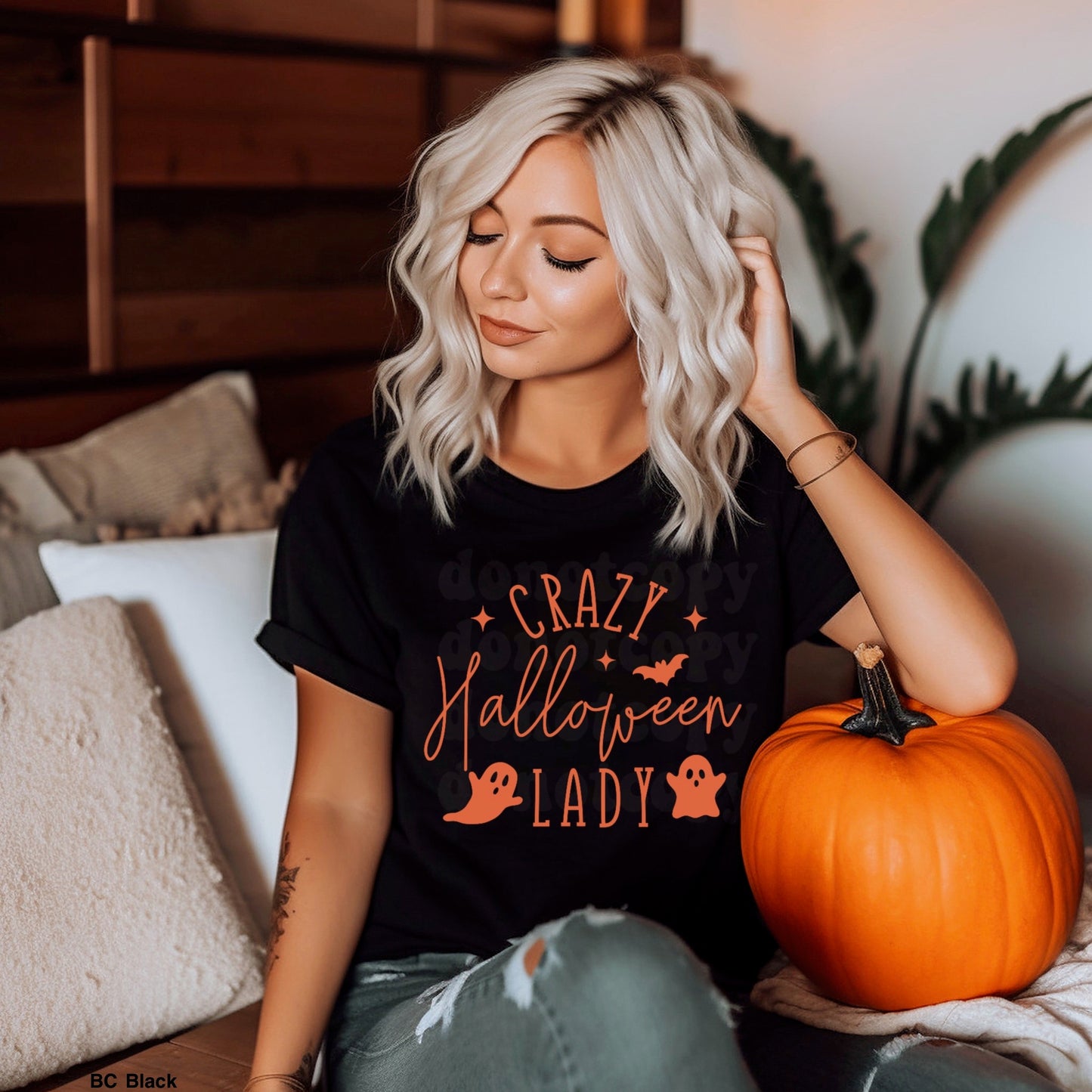 Crazy Halloween Lady ORANGE INK