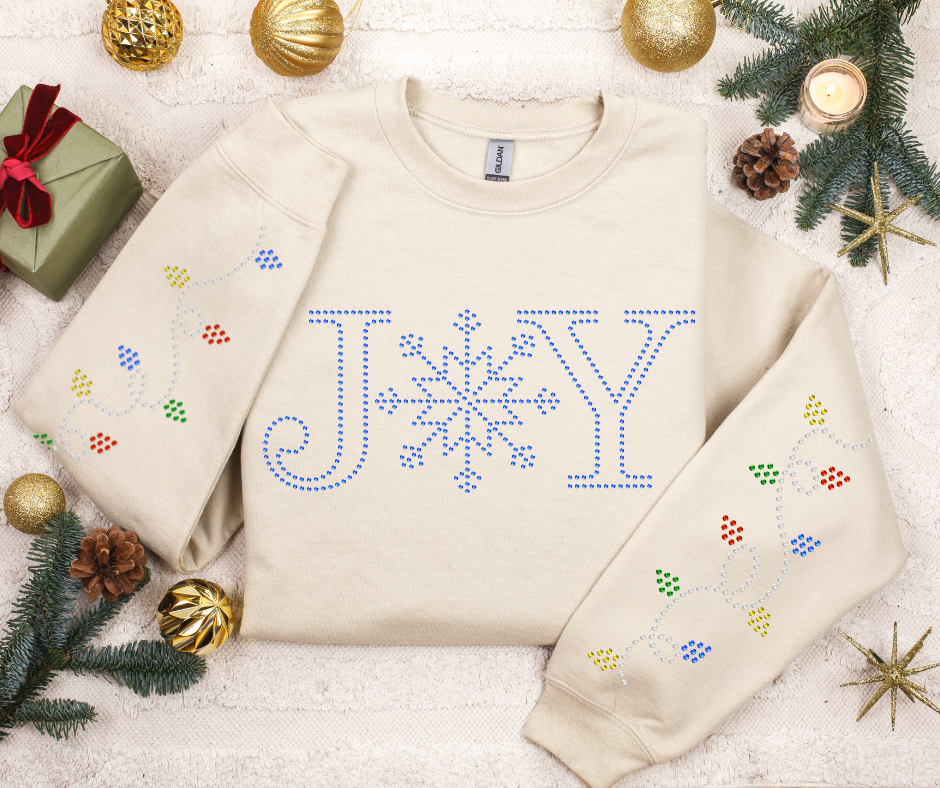 Winter Joy w/ String Light Sleeves RHINESTONE TRANSFER