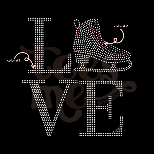 Love Stacked Ice Skating SPANGLES TRANSFER