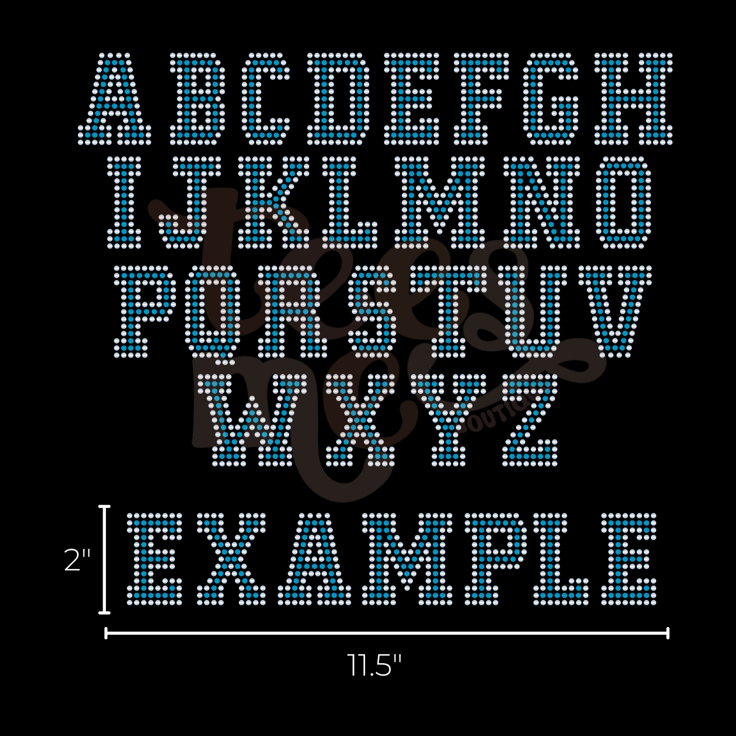 Semi Custom Spangle Transfer - 2 Inch College Font - 2 Color Fill