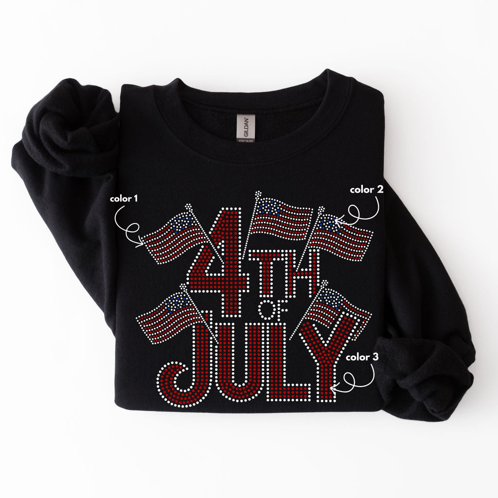 4th of July with Flags SPANGLES TRANSFER