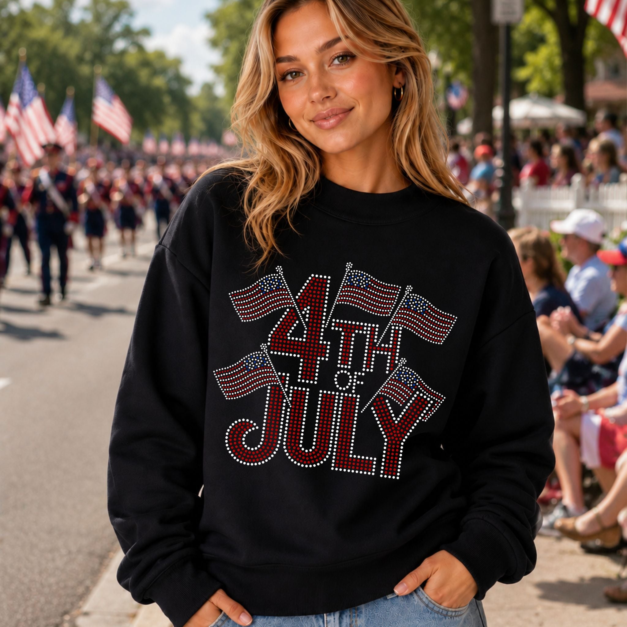 MADE TO ORDER // 4th of July with Flags SPANGLE TRANSFER c. 102 + 2899 + 110