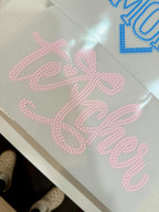 READY TO SHIP // Teacher Lettering Bow SPANGLE TRANSFER c. 3611