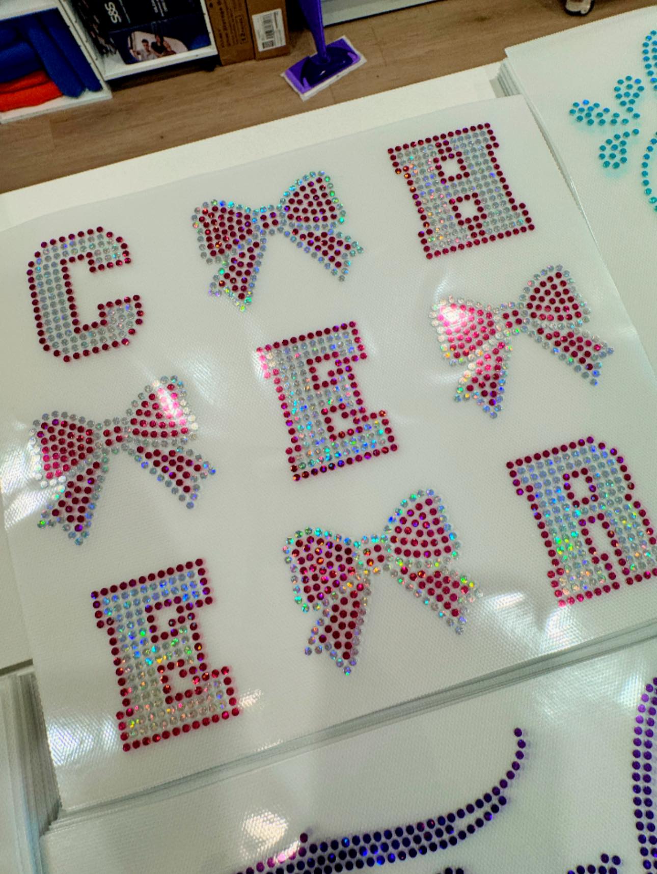 READY TO SHIP // Coquette Cheer Bow SPANGLE TRANSFER c. 105 + 101