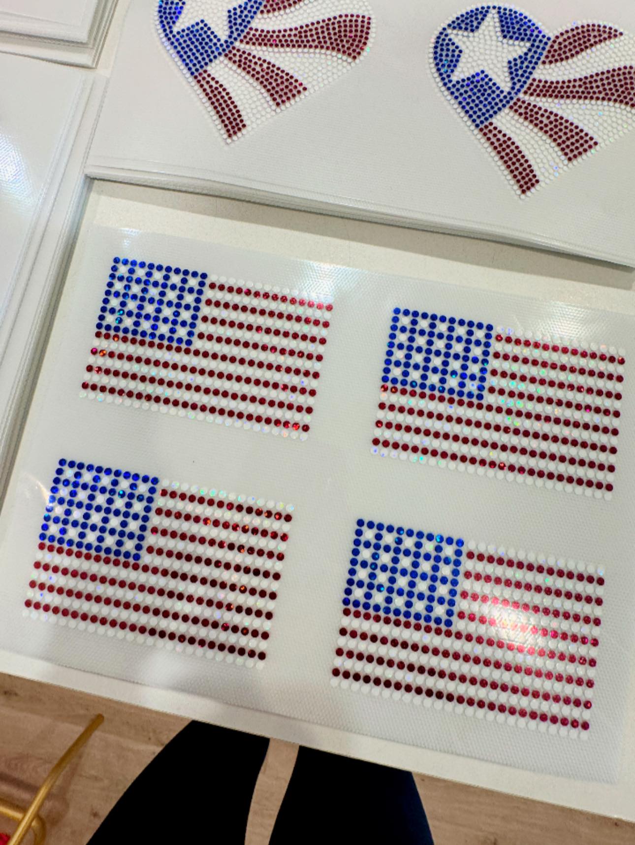 READY TO SHIP // Flag Pocket SHEET OF 4 SPANGLE TRANSFER c. 2899 + 110 + 102