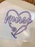 READY TO SHIP // Nurse Heart Stethoscope SPANGLE TRANSFER c. 114