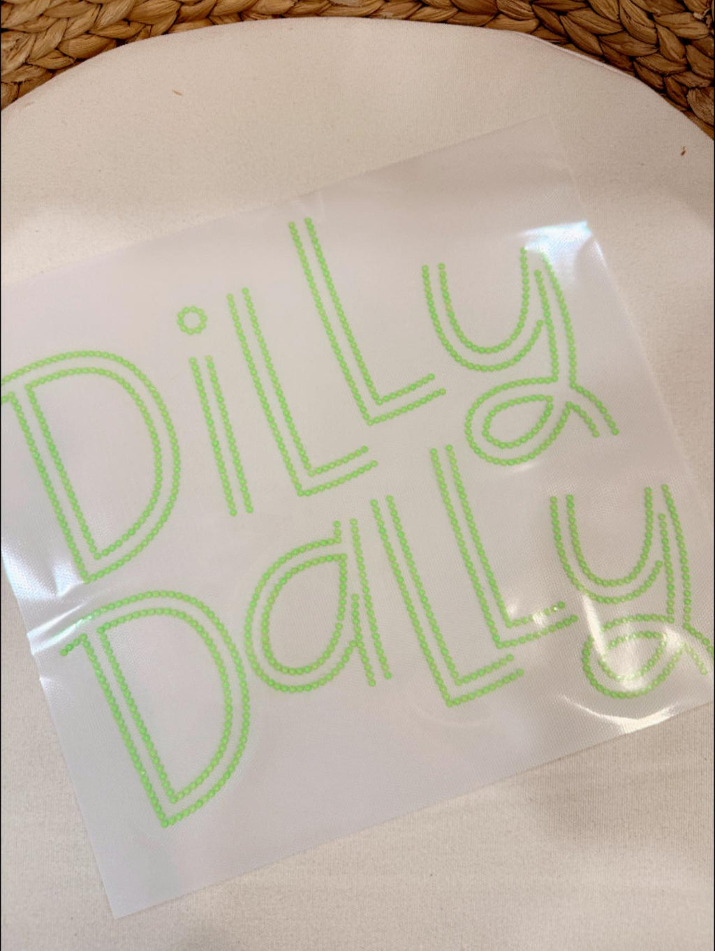 READY TO SHIP // Dilly Dally RHINESTONE TRANSFER c. candy lime