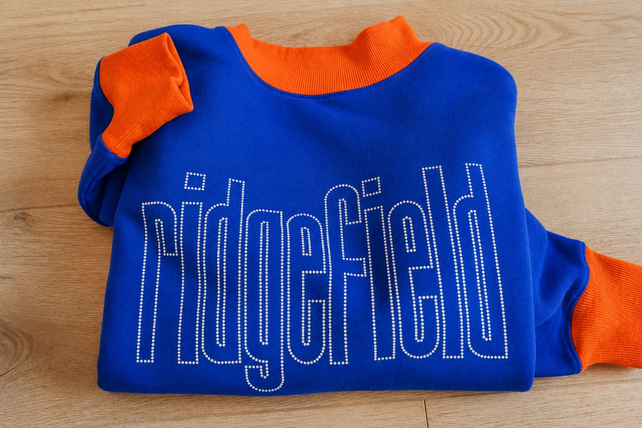 Ridgefield Oversized Mock Neck Rhinestone Design