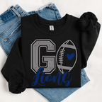 Go Lions Football Heart SPANGLES TRANSFER