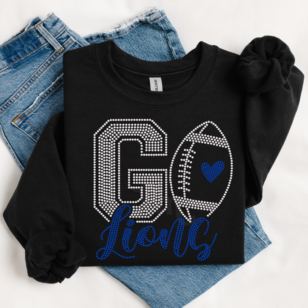 Go Lions Football Heart SPANGLES TRANSFER