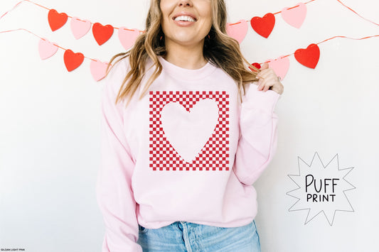 TMT // Checkered Heart Cutout PUFF RED INK 350 Degrees