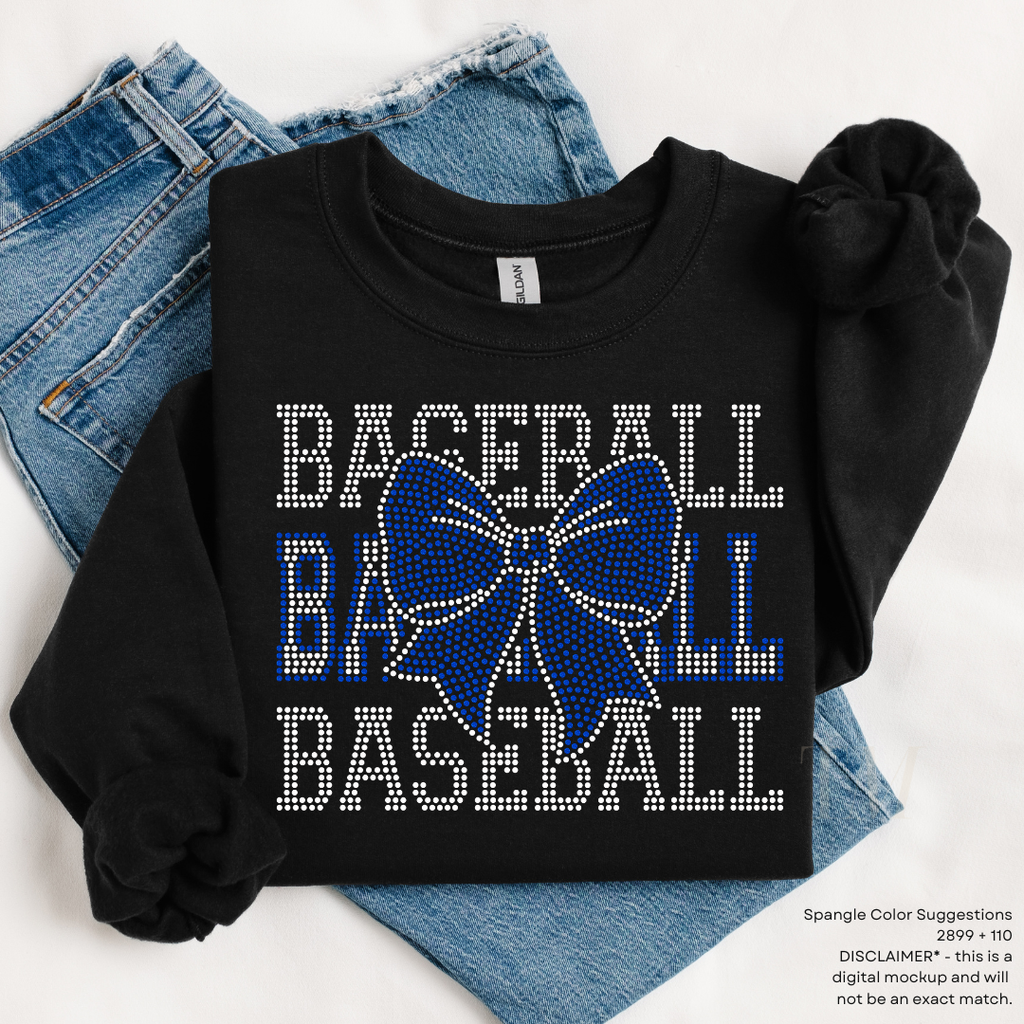 Baseball Mom Bow SPANGLES TRANSFER