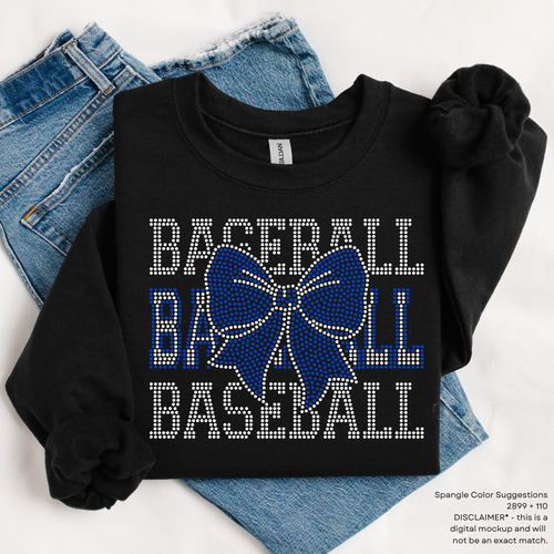 Baseball Mom Bow SPANGLES TRANSFER
