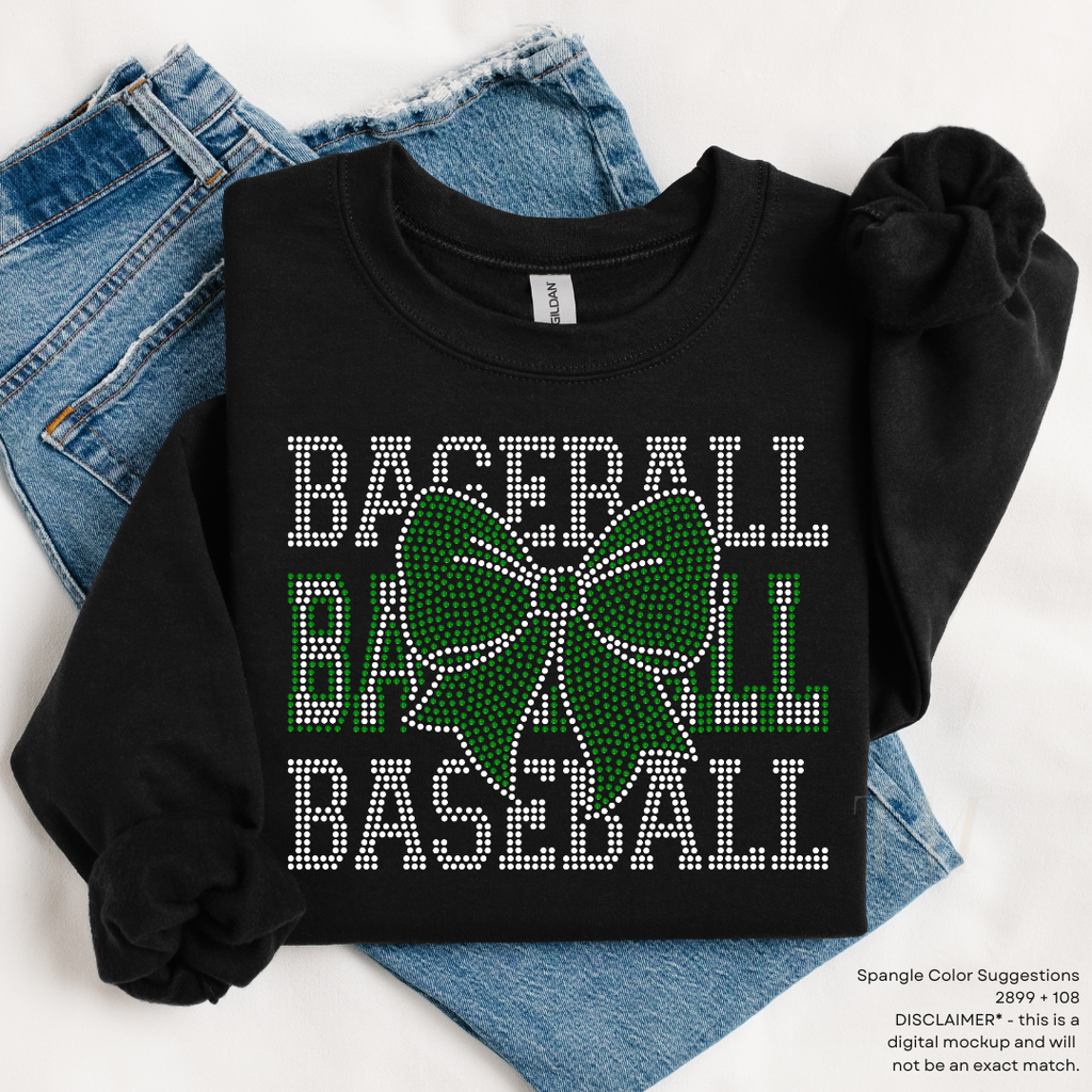 Baseball Mom Bow SPANGLES TRANSFER