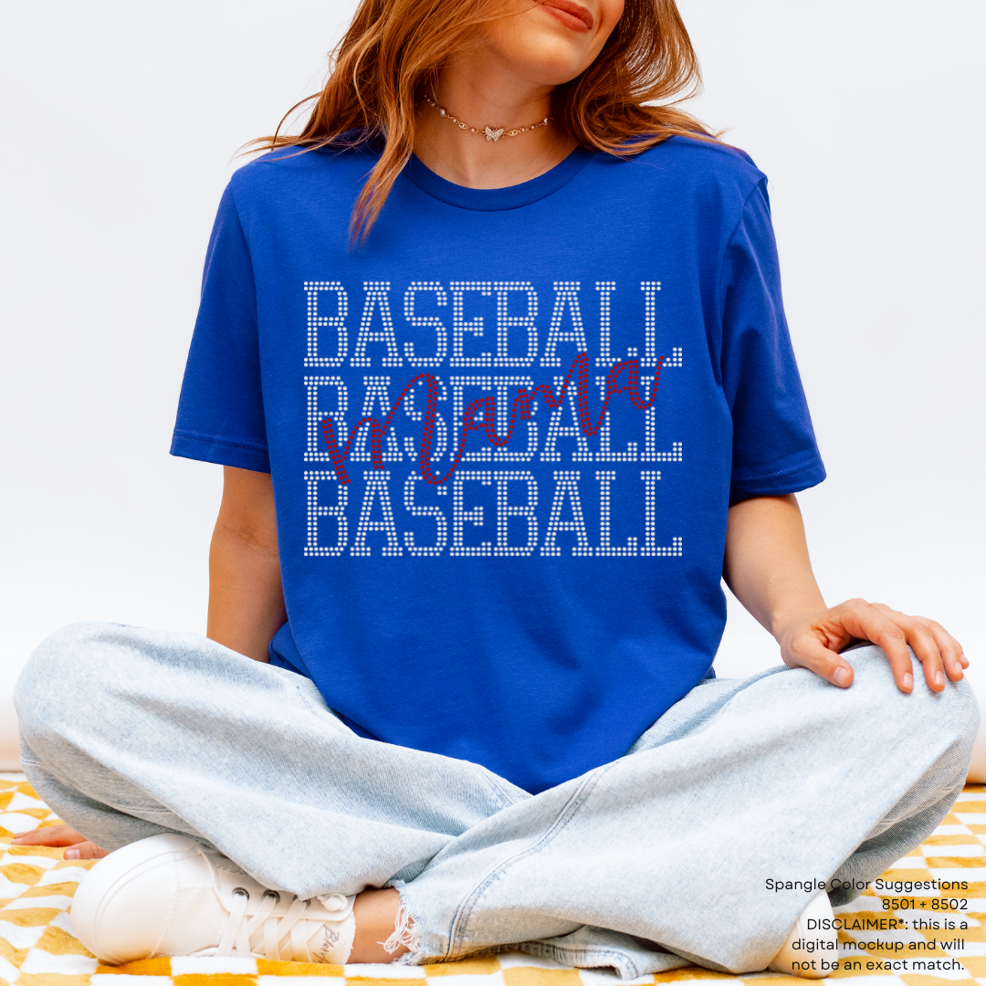 READY TO SHIP // Baseball Mama Stacked SPANGLE TRANSFER c. 8501 + 8502
