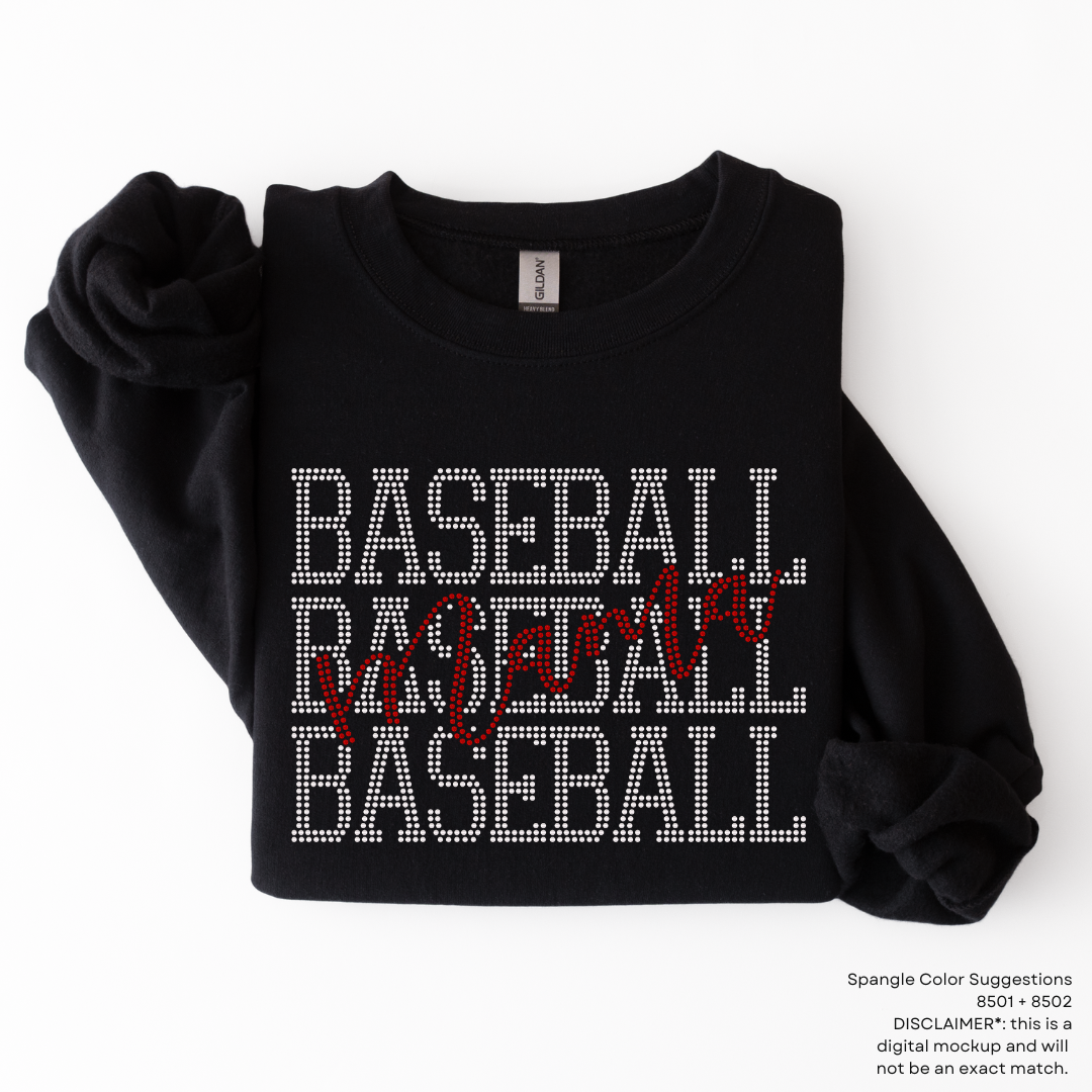 READY TO SHIP // Baseball Mama Stacked SPANGLE TRANSFER c. 8501 + 8502