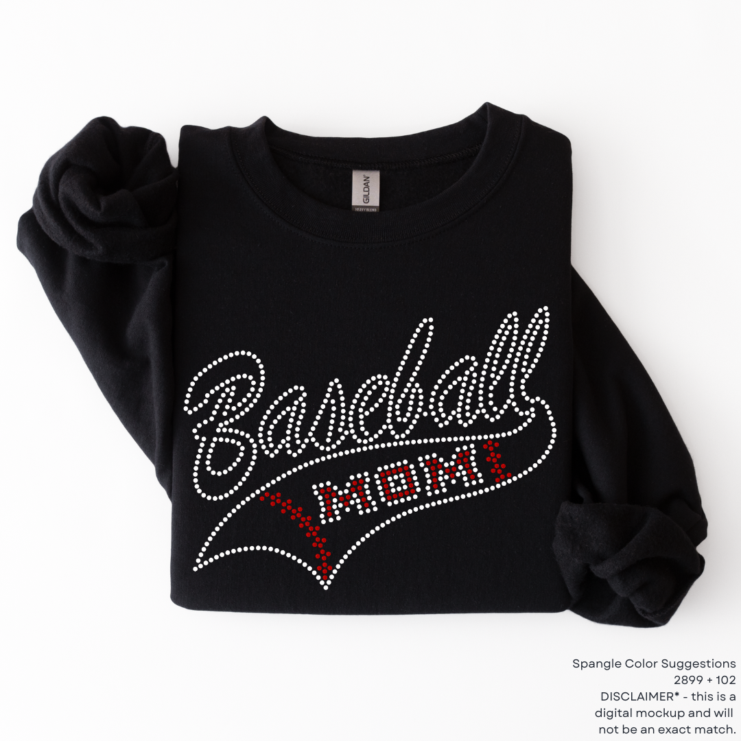 Baseball Mom Tail SPANGLES TRANSFER
