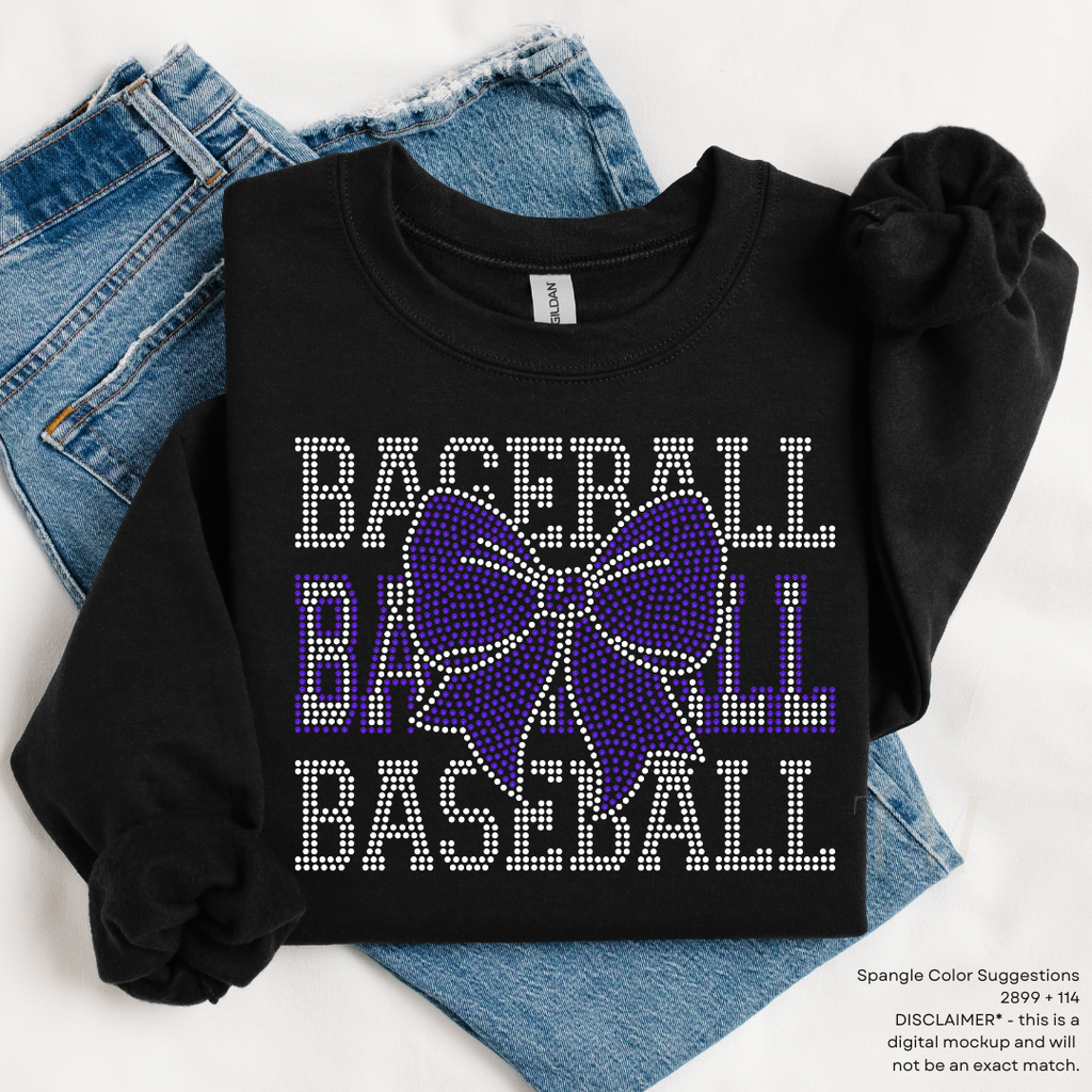 Baseball Mom Bow SPANGLES TRANSFER