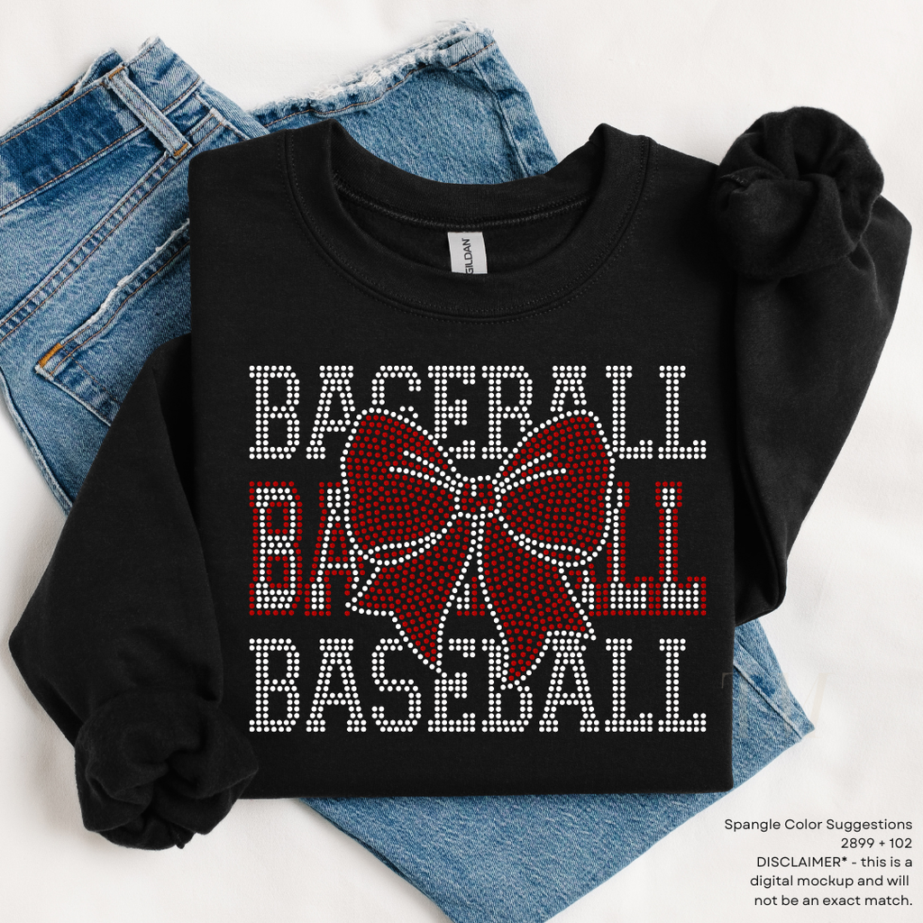 Baseball Mom Bow SPANGLES TRANSFER