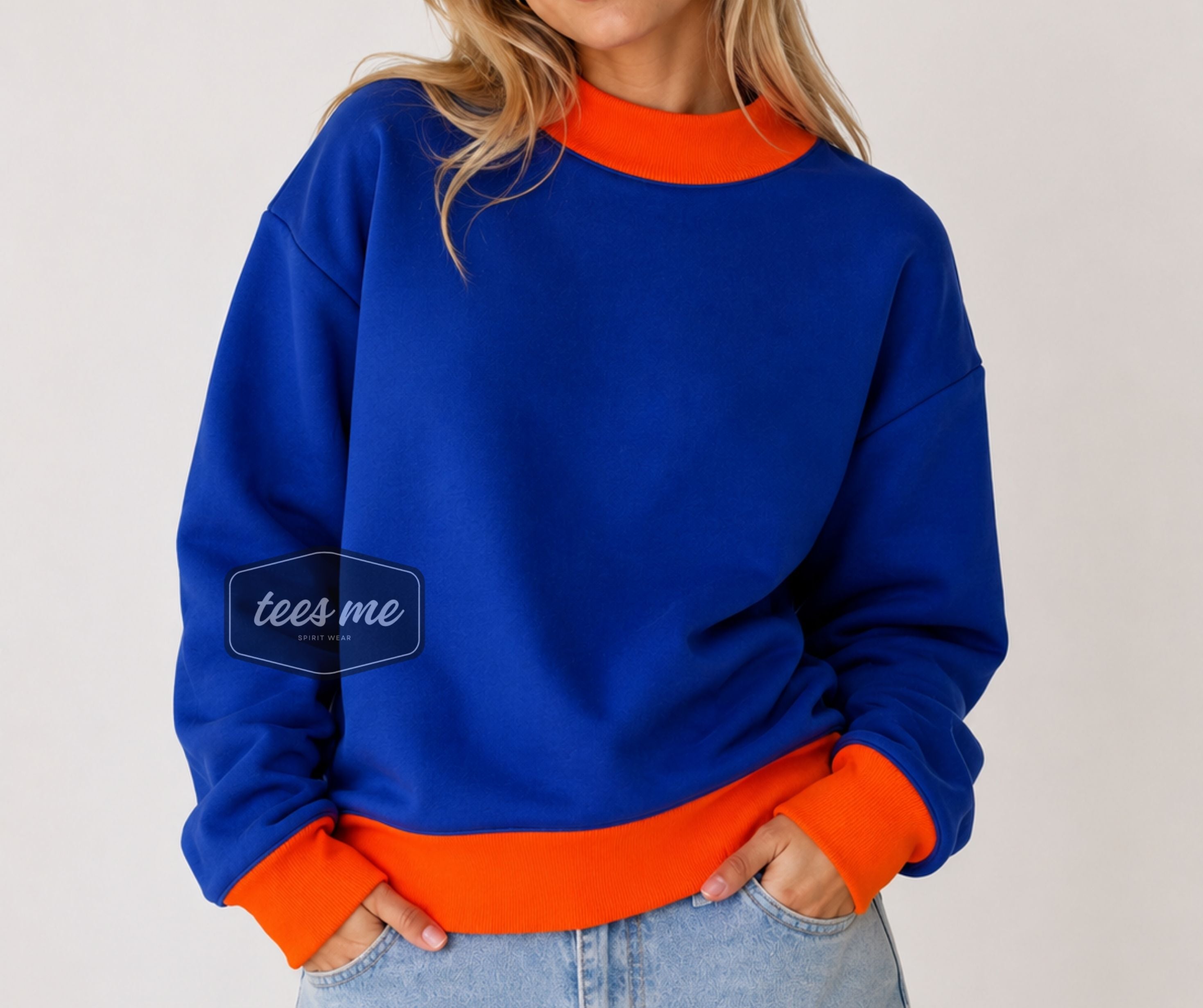 Blue + Orange Tees Me Premium Mock Neck Sweatshirt || READY TO SHIP